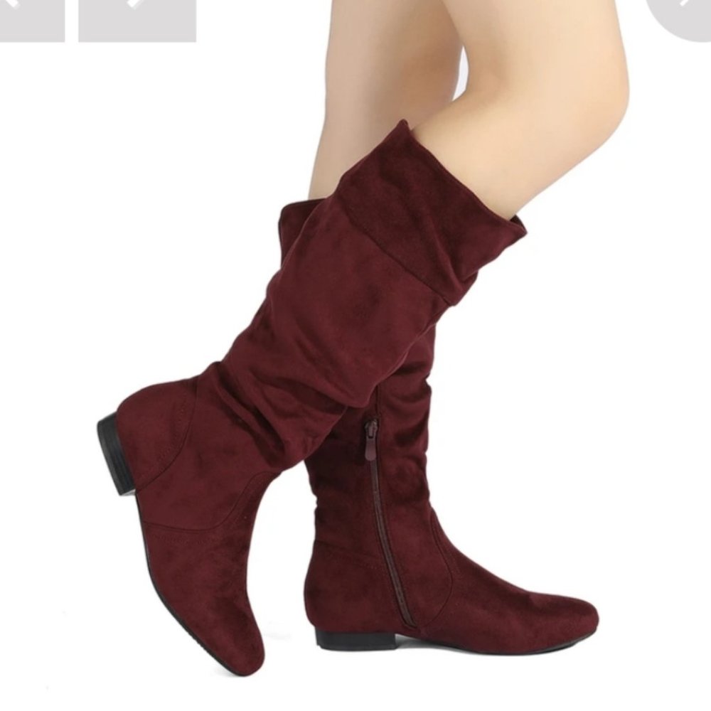 Boots faux suede knee high wide calf sz 12